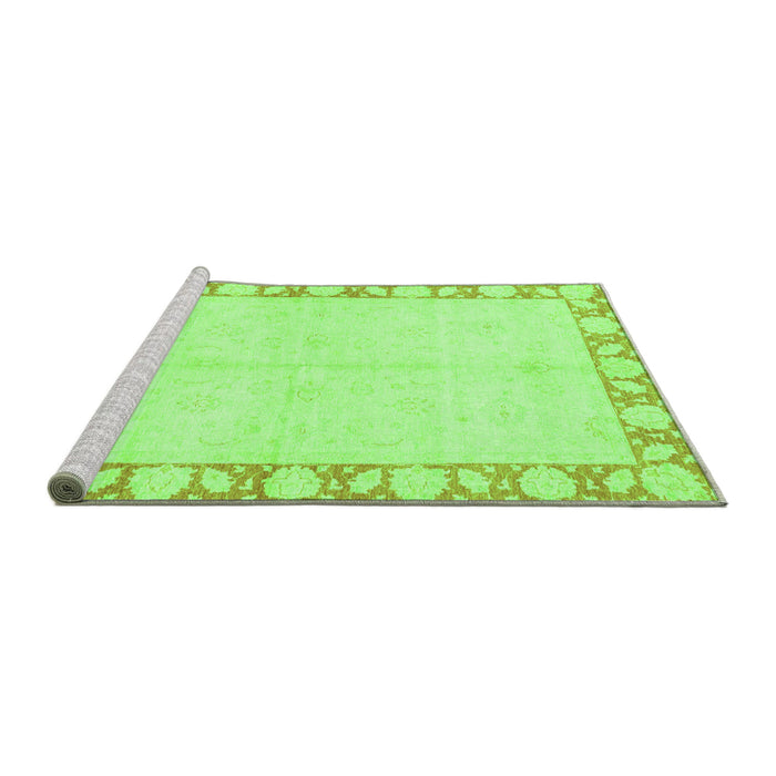 Sideview of Machine Washable Abstract Green Modern Area Rugs, wshabs3495grn