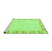 Sideview of Machine Washable Abstract Green Modern Area Rugs, wshabs3495grn