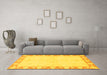 Machine Washable Abstract Yellow Modern Rug in a Living Room, wshabs3495yw