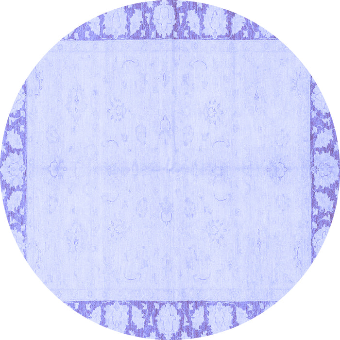 Round Abstract Blue Modern Rug, abs3495blu