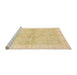 Sideview of Machine Washable Abstract Brown Gold Rug, wshabs3496