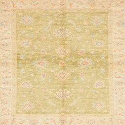 Square Abstract Brown Gold Oriental Rug, abs3496