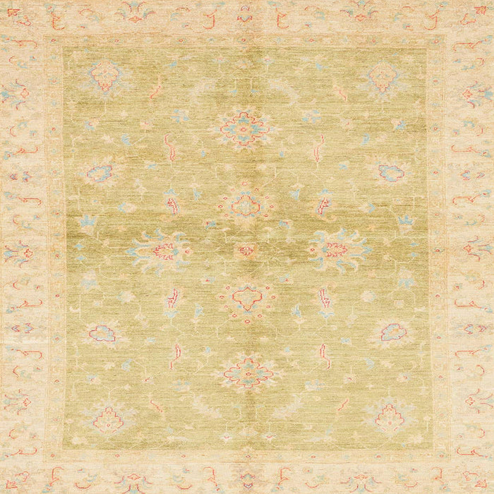 Square Abstract Brown Gold Oriental Rug, abs3496