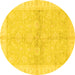 Round Oriental Yellow Traditional Rug, abs3496yw