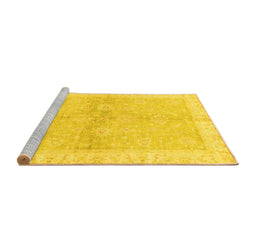 Sideview of Machine Washable Oriental Yellow Traditional Rug, wshabs3496yw