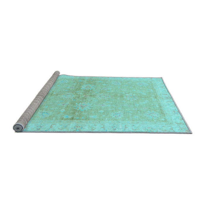 Sideview of Machine Washable Oriental Light Blue Traditional Rug, wshabs3496lblu