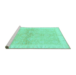 Sideview of Machine Washable Oriental Turquoise Traditional Area Rugs, wshabs3496turq