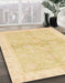 Abstract Brown Gold Oriental Rug in Family Room, abs3496