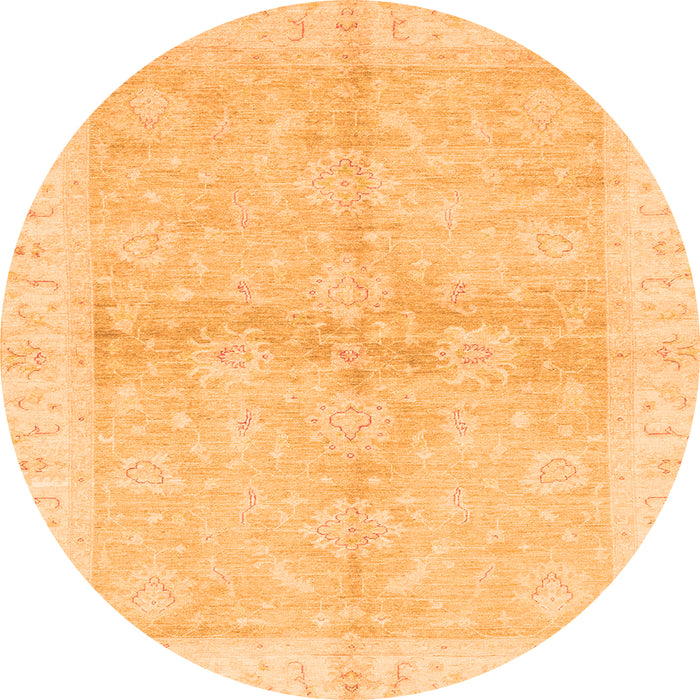 Round Machine Washable Oriental Orange Traditional Area Rugs, wshabs3496org