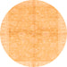 Round Machine Washable Oriental Orange Traditional Area Rugs, wshabs3496org