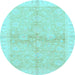 Round Oriental Light Blue Traditional Rug, abs3496lblu