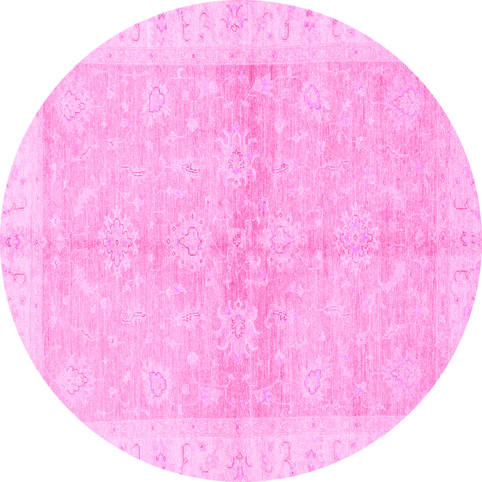 Round Oriental Pink Traditional Rug, abs3496pnk