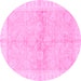 Round Oriental Pink Traditional Rug, abs3496pnk