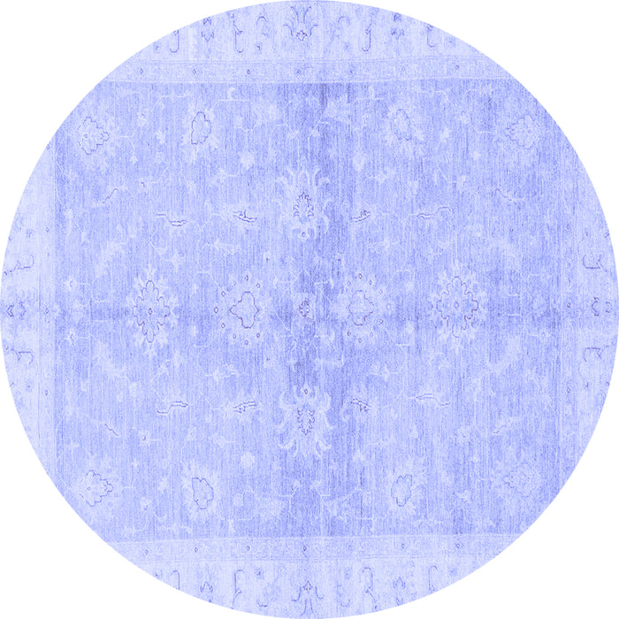 Round Oriental Blue Traditional Rug, abs3496blu