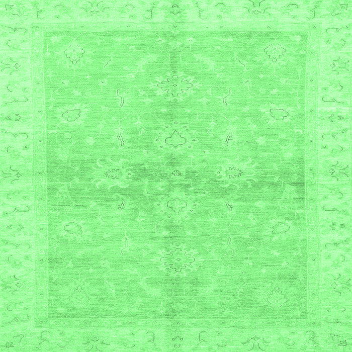 Square Machine Washable Oriental Emerald Green Traditional Area Rugs, wshabs3496emgrn