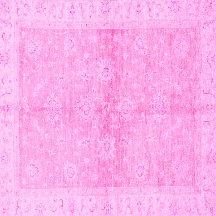 Square Machine Washable Oriental Pink Traditional Rug, wshabs3496pnk