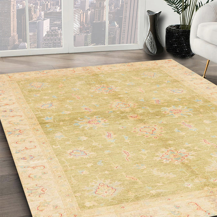 Machine Washable Abstract Brown Gold Rug in a Family Room, wshabs3496