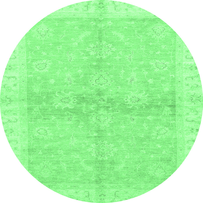 Round Machine Washable Oriental Emerald Green Traditional Area Rugs, wshabs3496emgrn