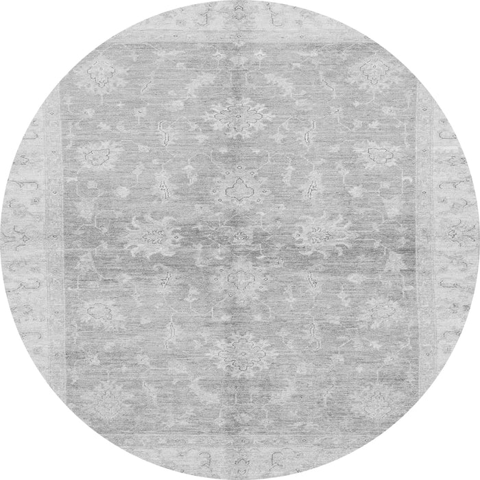Round Machine Washable Oriental Gray Traditional Rug, wshabs3496gry