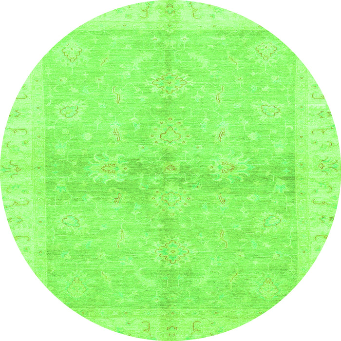 Round Oriental Green Traditional Rug, abs3496grn