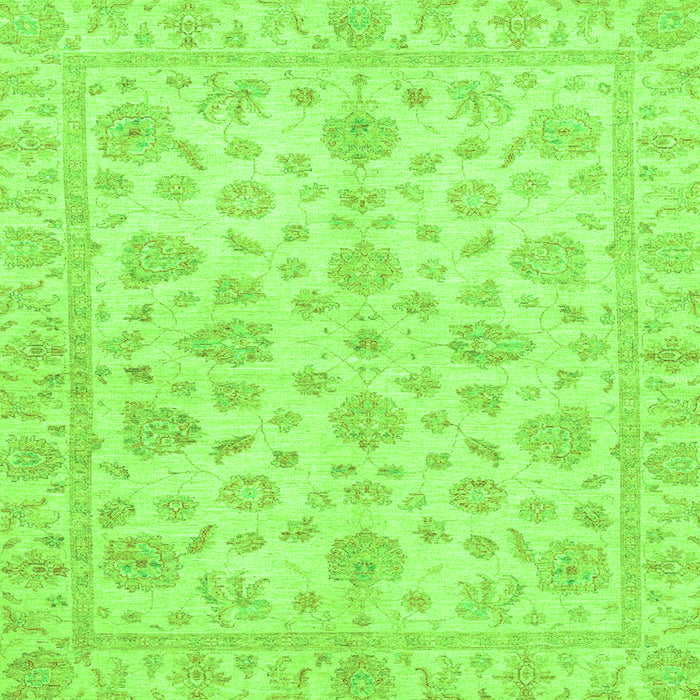 Square Machine Washable Oriental Green Traditional Area Rugs, wshabs3497grn