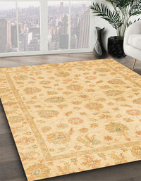 Abstract Mustard Yellow Oriental Rug, abs3497