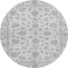 Round Machine Washable Oriental Gray Traditional Rug, wshabs3497gry