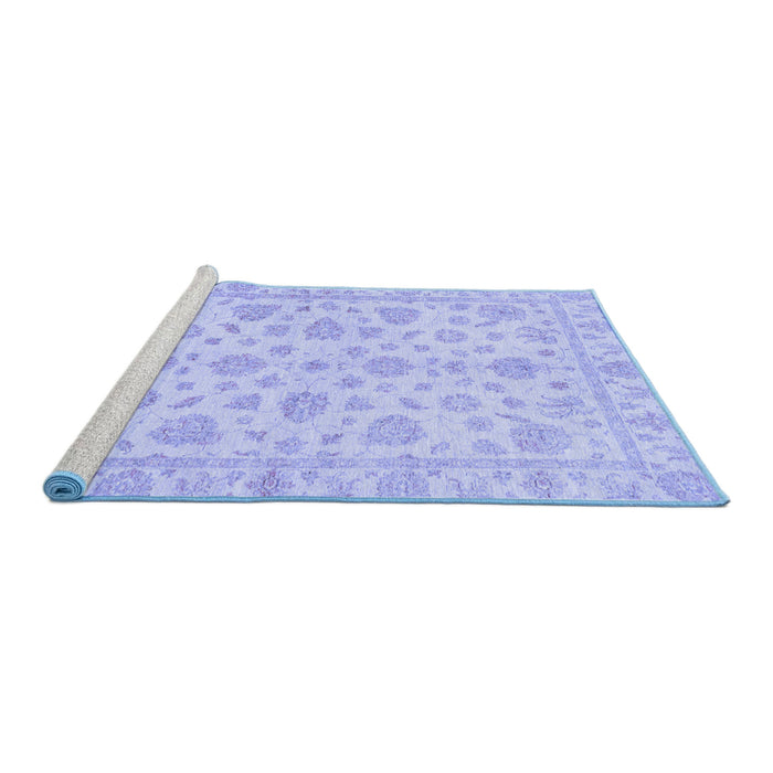 Sideview of Machine Washable Oriental Blue Traditional Rug, wshabs3497blu