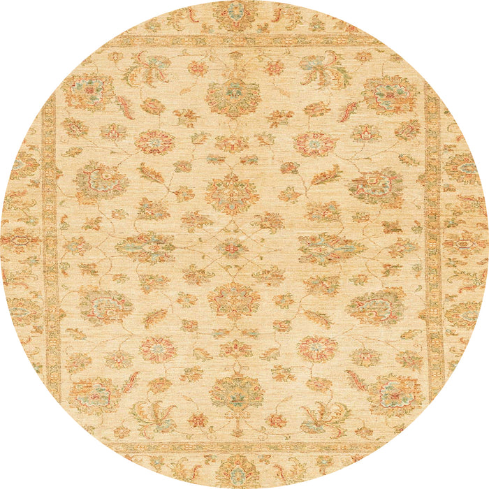 Round Machine Washable Abstract Mustard Yellow Rug, wshabs3497