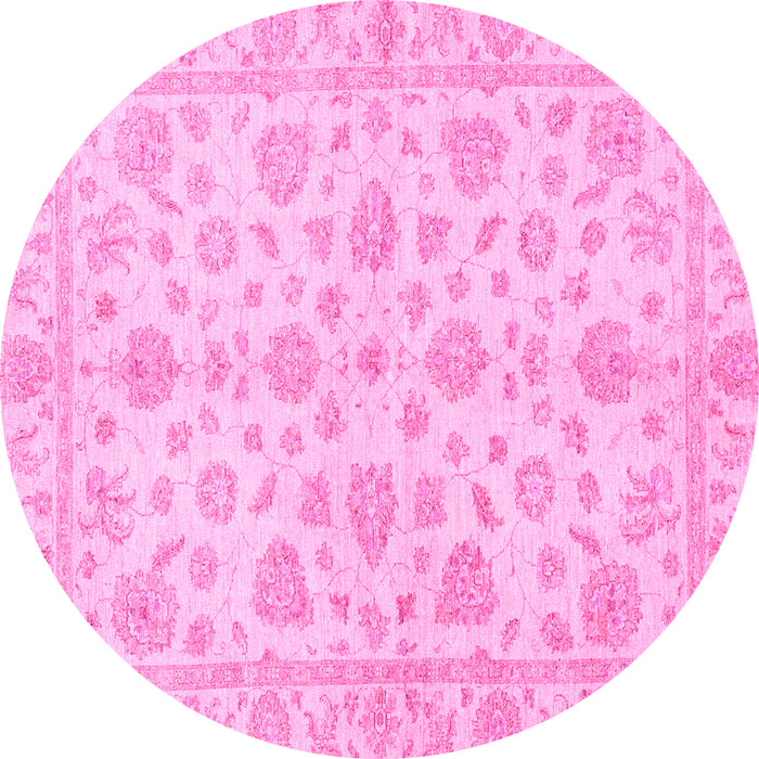 Round Oriental Pink Traditional Rug, abs3497pnk