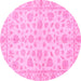 Round Oriental Pink Traditional Rug, abs3497pnk