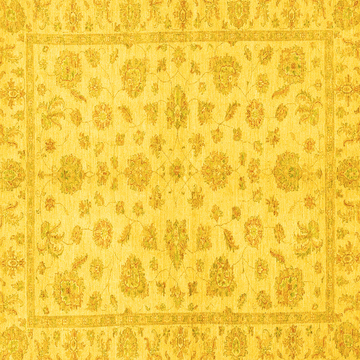 Square Machine Washable Oriental Yellow Traditional Rug, wshabs3497yw