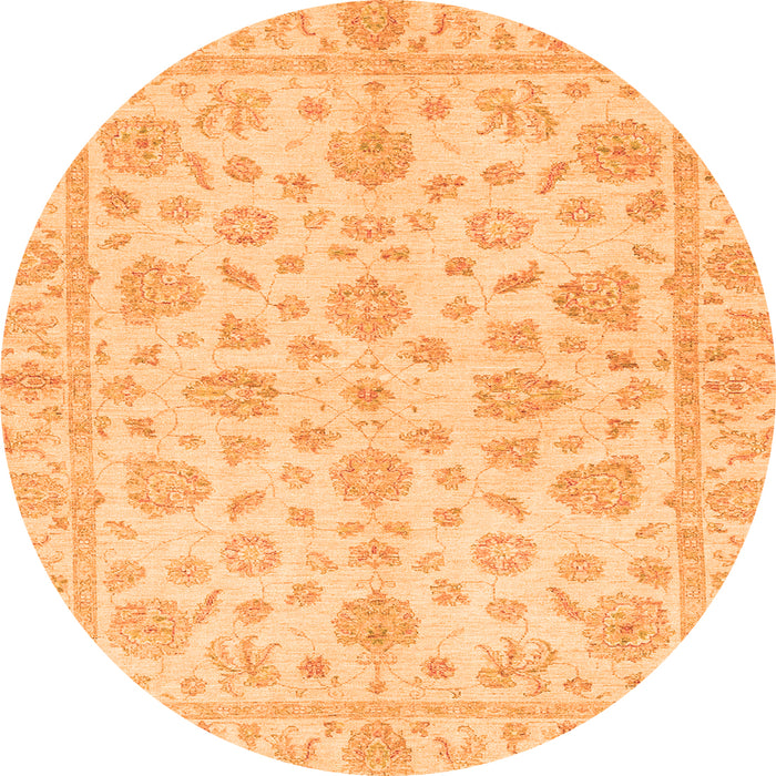 Round Oriental Orange Traditional Rug, abs3497org