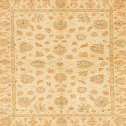 Square Abstract Mustard Yellow Oriental Rug, abs3497