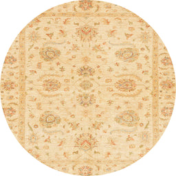 Round Abstract Orange Oriental Rug, abs3498