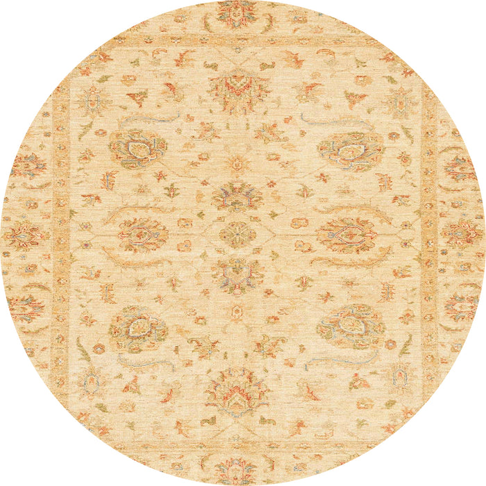 Round Abstract Orange Oriental Rug, abs3498