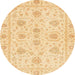 Round Abstract Orange Oriental Rug, abs3498