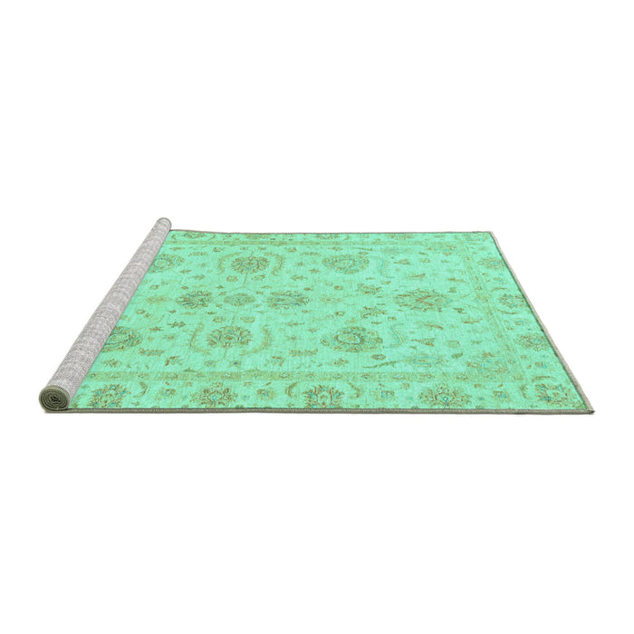 Sideview of Machine Washable Oriental Turquoise Traditional Area Rugs, wshabs3498turq
