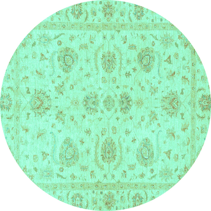 Round Oriental Turquoise Traditional Rug, abs3498turq