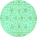 Round Oriental Turquoise Traditional Rug, abs3498turq