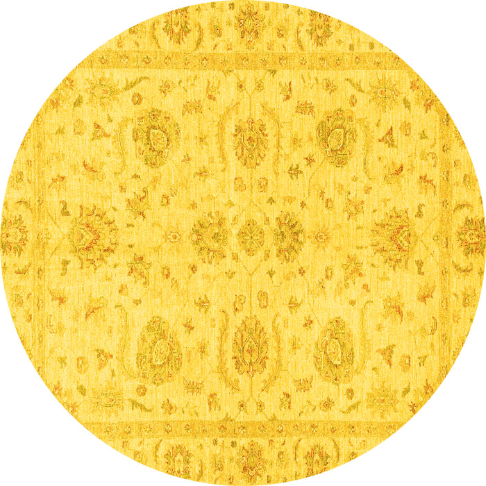 Round Oriental Yellow Traditional Rug, abs3498yw