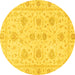 Round Oriental Yellow Traditional Rug, abs3498yw