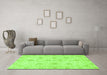 Machine Washable Oriental Green Traditional Area Rugs in a Living Room,, wshabs3498grn