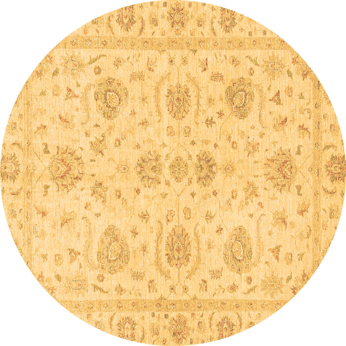 Round Oriental Brown Traditional Rug, abs3498brn
