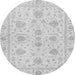 Round Machine Washable Oriental Gray Traditional Rug, wshabs3498gry