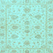 Square Machine Washable Oriental Light Blue Traditional Rug, wshabs3498lblu