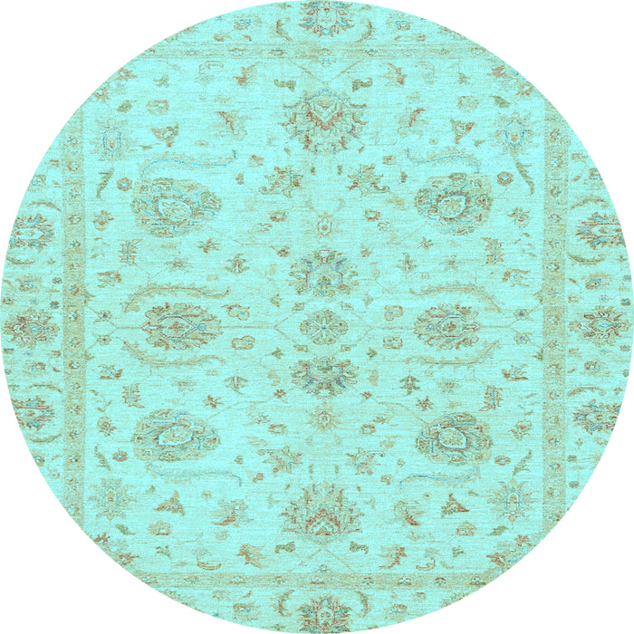 Round Oriental Light Blue Traditional Rug, abs3498lblu