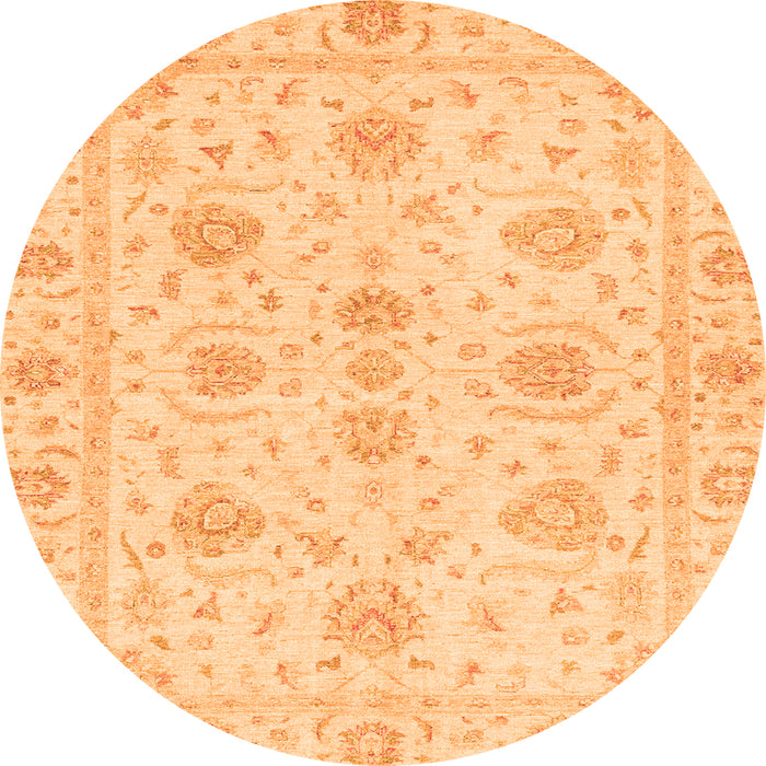 Round Oriental Orange Traditional Rug, abs3498org