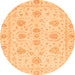 Round Oriental Orange Traditional Rug, abs3498org