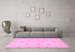 Machine Washable Oriental Pink Traditional Rug in a Living Room, wshabs3498pnk